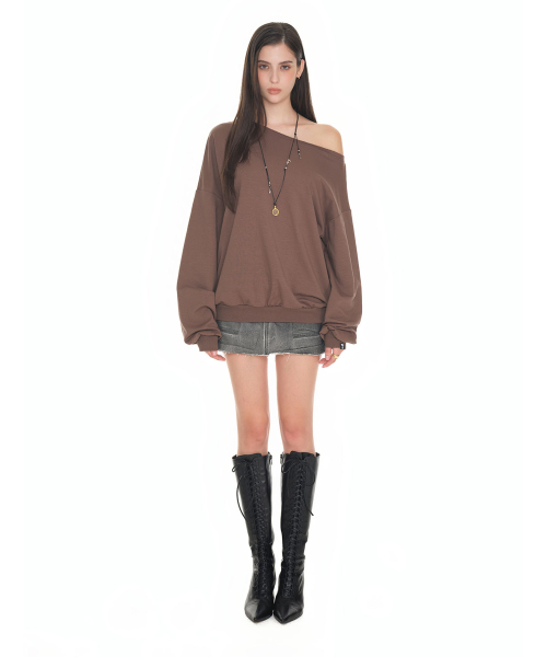 Asymmetric One Shoulder Свитшот Brown