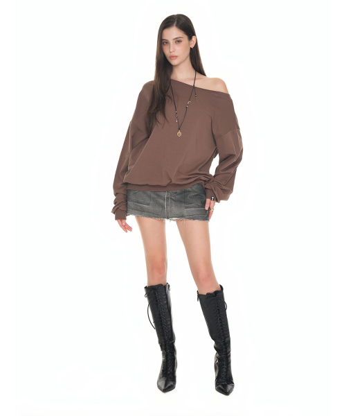 Asymmetric One Shoulder Свитшот Brown