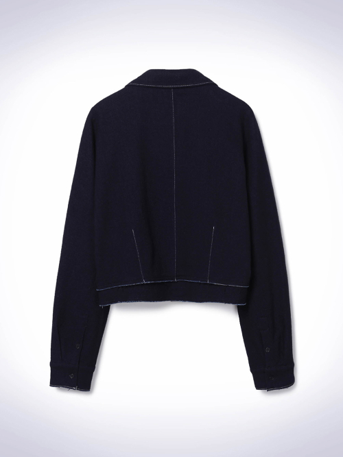 хлопок шерсть CROP куртка DARK синий