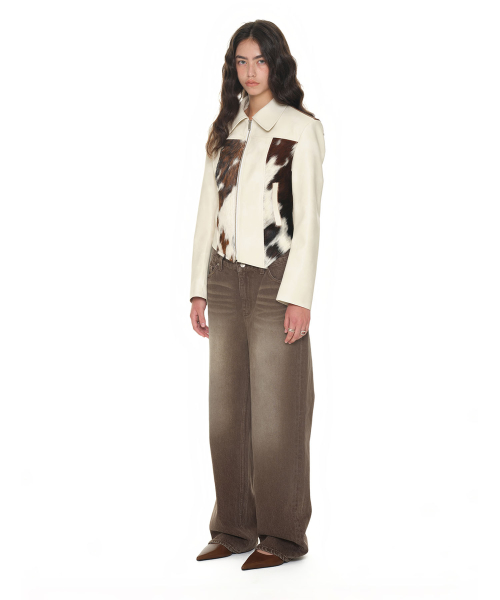 Hairy Leather Asymmetric Куртка Ivory