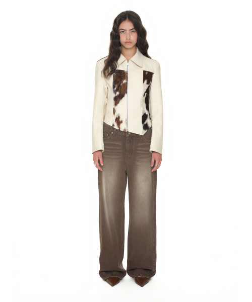 Hairy Leather Asymmetric Куртка Ivory