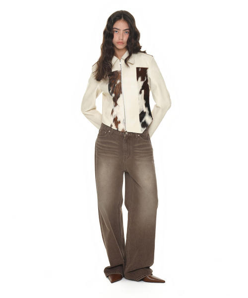 Hairy Leather Asymmetric Куртка Ivory
