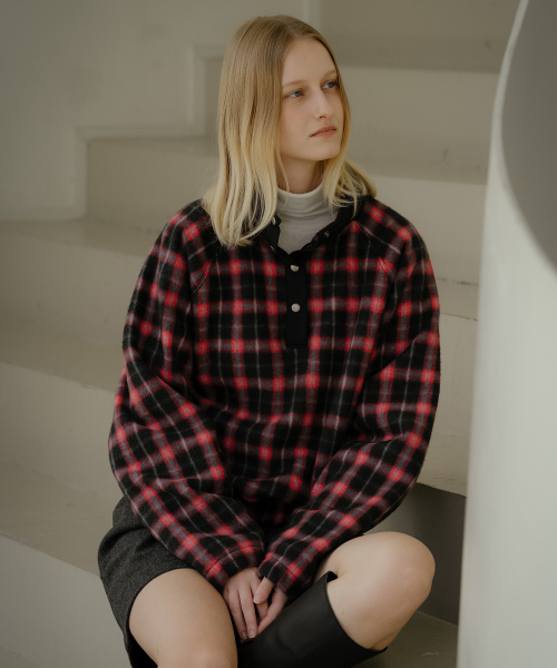 Check fleece raglan MTM [KNFW04TS08]_[2color]