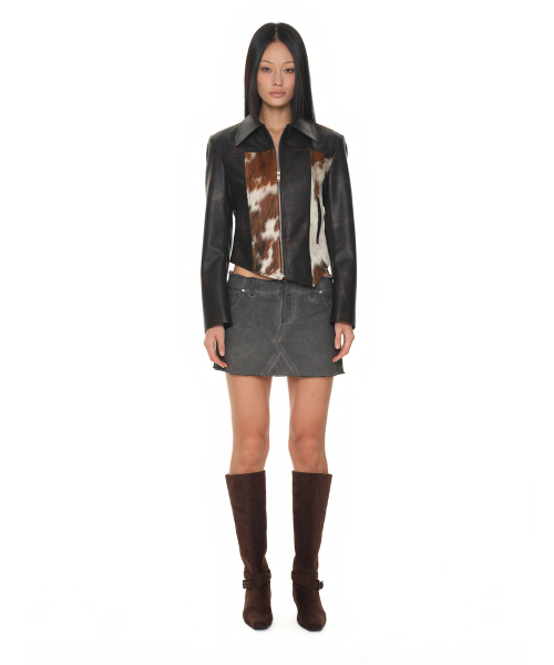 Hairy Leather Asymmetric Куртка Brown