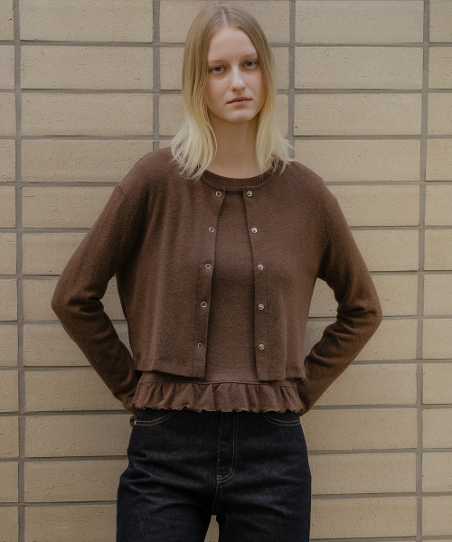 Ruffle топ-cardigan набор [KNFW04CD03]_[3color]