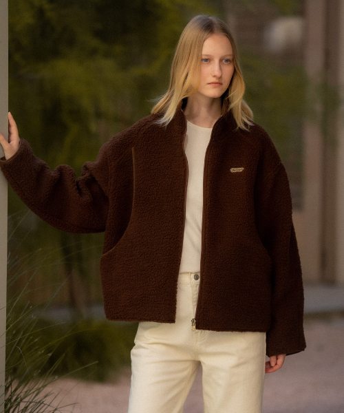 Embroidered reversible fleece jumper [KNFW04JP03]_[2color]