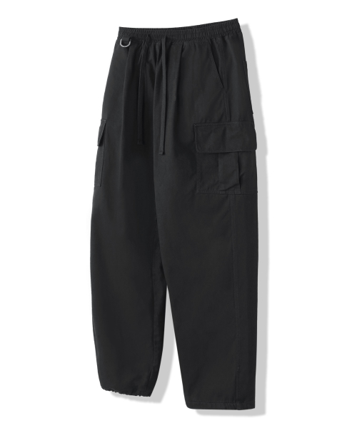 Свободные карго штаны на завязках из хлопка [Black]