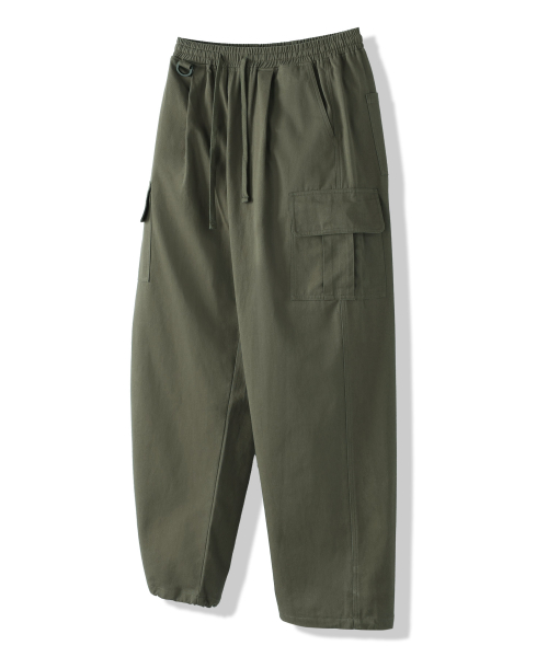 Свободные брюки-карго на завязках из хлопка (Khaki)