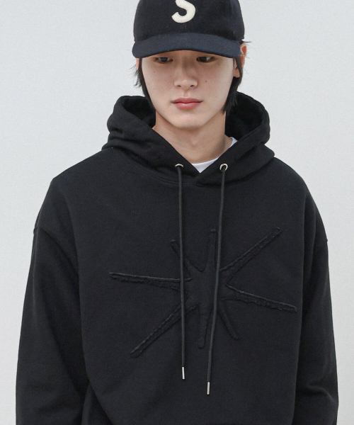 Свободное худи с аппликацией Washed Black