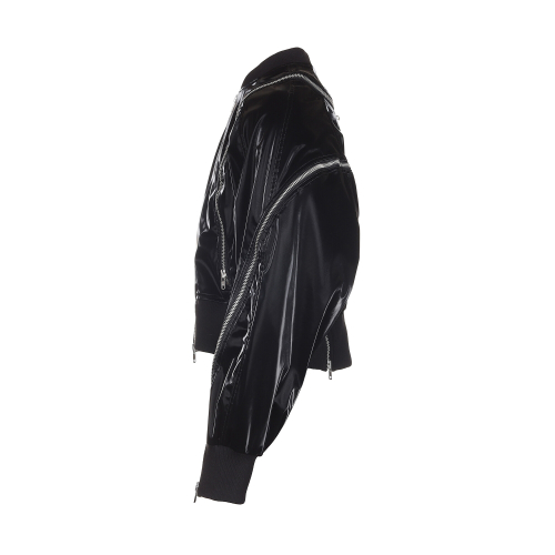 круглый бомбер на молнии glossy Black