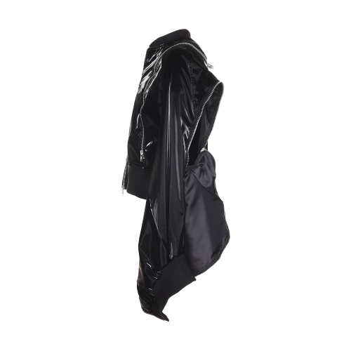 круглый бомбер на молнии glossy Black