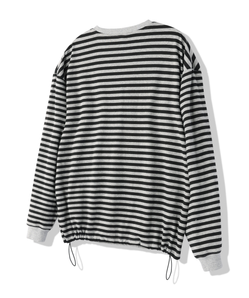 Полосатый оверсайз лонгслив на завязках [Grey]