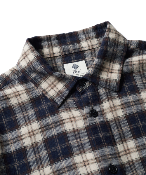 ONE POCKET PLAID SHIRT (NAVY)