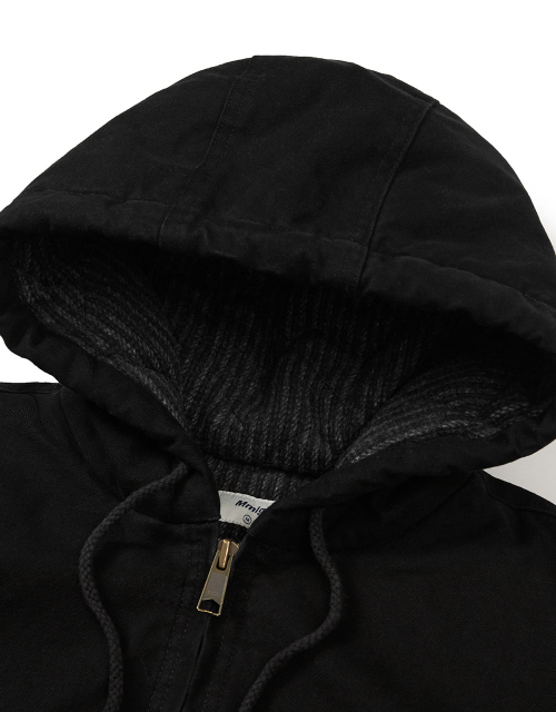 [Mmlg] WASHED WORKERS HOODIE JACKET (BLACK)