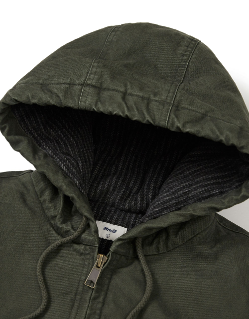 [Mmlg] WASHED WORKERS HOODIE JACKET (KHAKI)