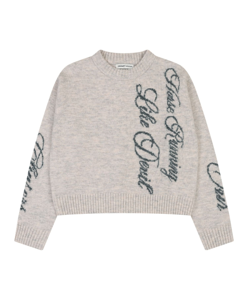 LETTERING JACQUARD PULLOVER [BEIGE]