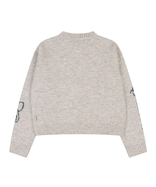 LETTERING JACQUARD PULLOVER [BEIGE]