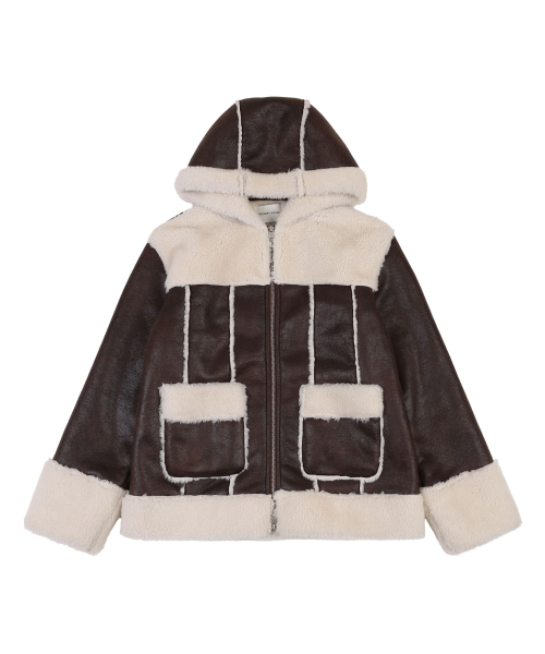HOODED SHEARLING JUMPER [BROWN]