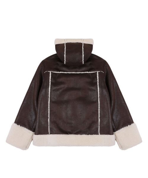 HOODED SHEARLING JUMPER [BROWN]