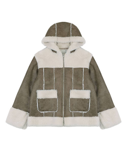 HOODED SHEARLING JUMPER [BEIGE]