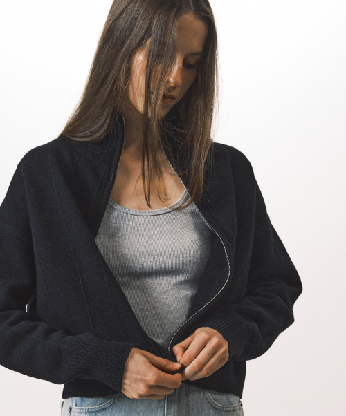 Needle Lift Full-Zip Вязаный кардиган_Black
