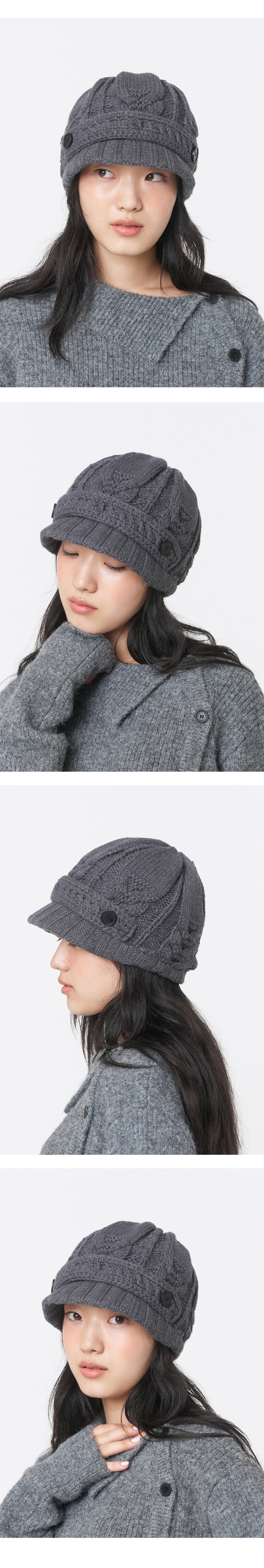 帽子 miseki seoul Cable knit beret GREY miseki seoul Cable knit beret GREY - メルカリ