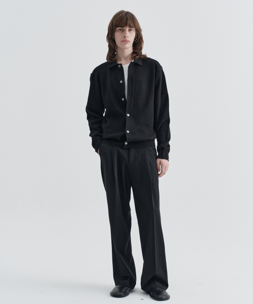 Modern Rib Collar Cardigan_Black