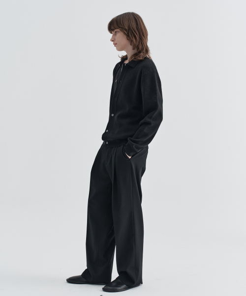 Modern Rib Collar Cardigan_Black