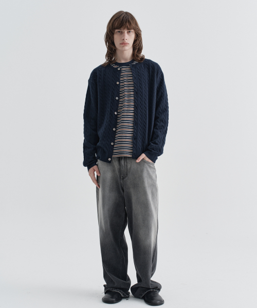 Heritage Cable Cardigan_Navy