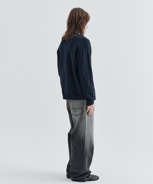 Heritage Cable Cardigan_Navy