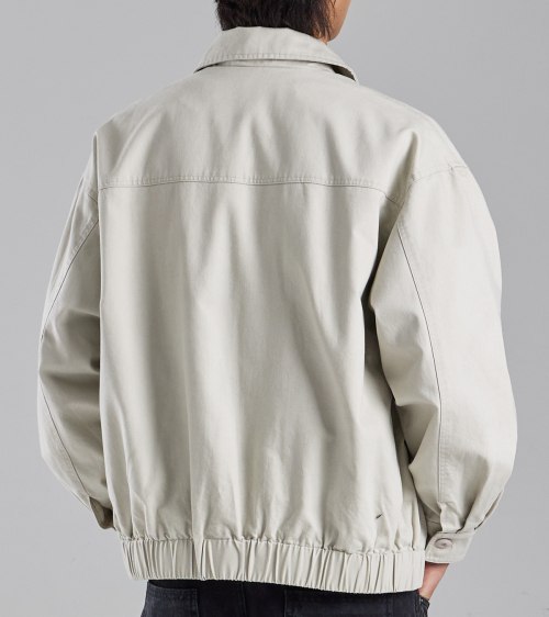 Hidden Placket укороченный Harrington хлопковая куртка (White)