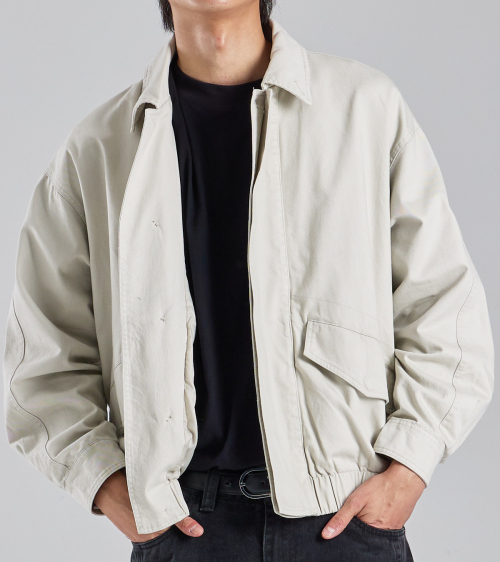 Hidden Placket укороченный Harrington хлопковая куртка (White)