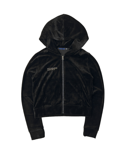 Бархатное кроп-худи с заклепками PUMA black