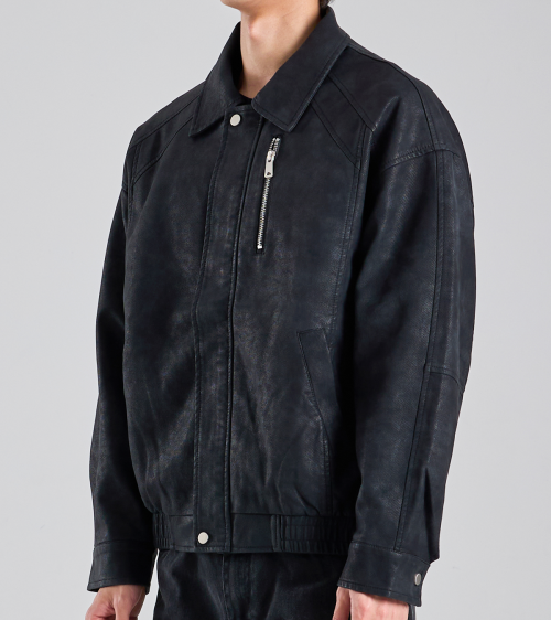 Куртка-блузон из веган-кожи Regular Fit (Black)