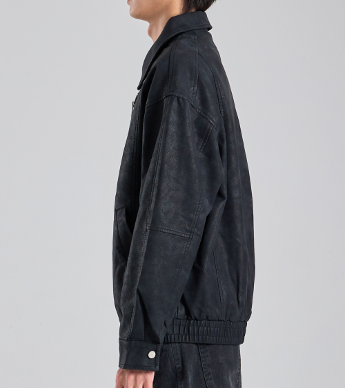 Куртка-блузон из веган-кожи Regular Fit (Black)