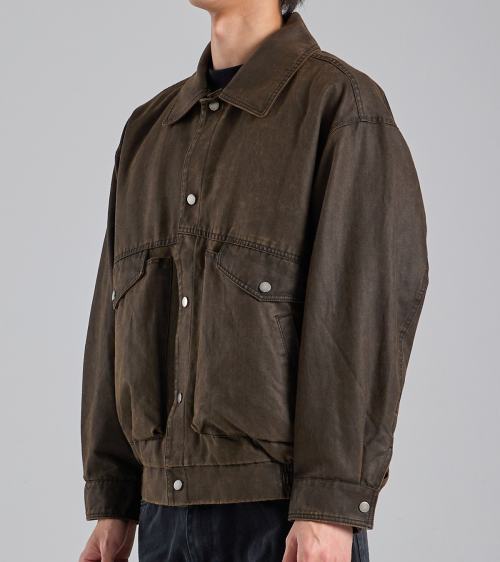 Оверсайз куртка из потертой экокожи, Dark Brown
