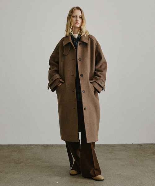 Длинное пальто оверсайз из кашемира_BROWN
