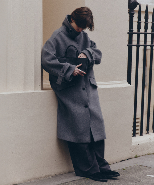 Длинное пальто оверсайз из кашемира_MELANGE GREY