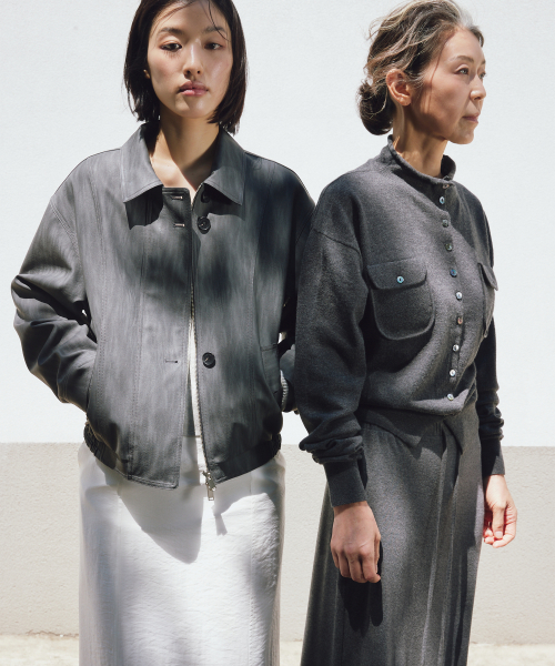 WASHED LEATHER BLOUSON [CHARCOAL]