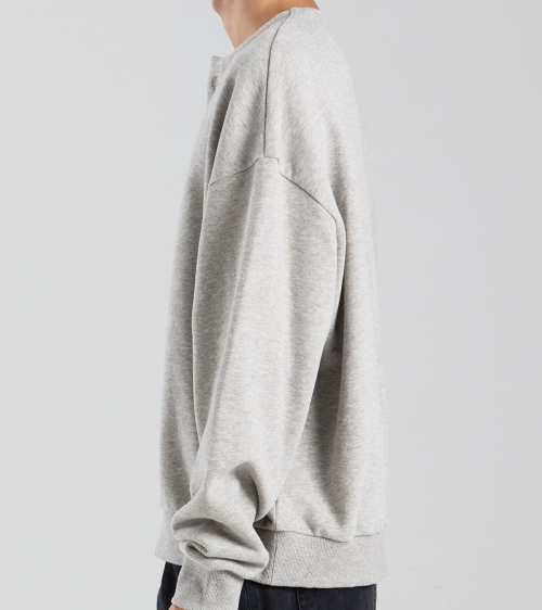 Crop Henley Neck Sweat Флисовая свитшот-рубашка (Grey)