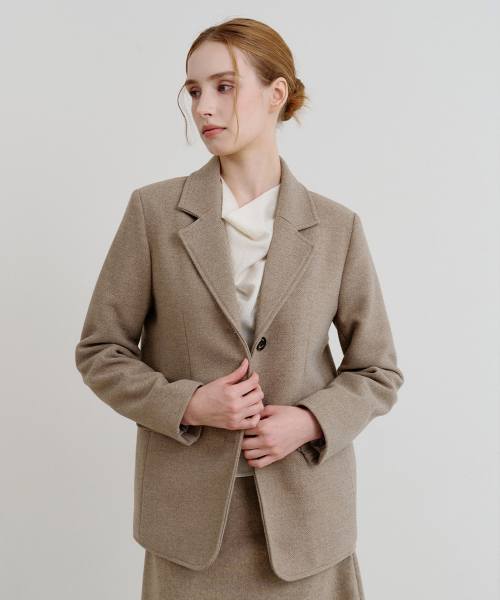 Шерстяной блейзер Ash Beige [T53]