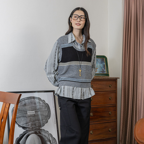 LS_Rusti black jacquard vest_GRAY
