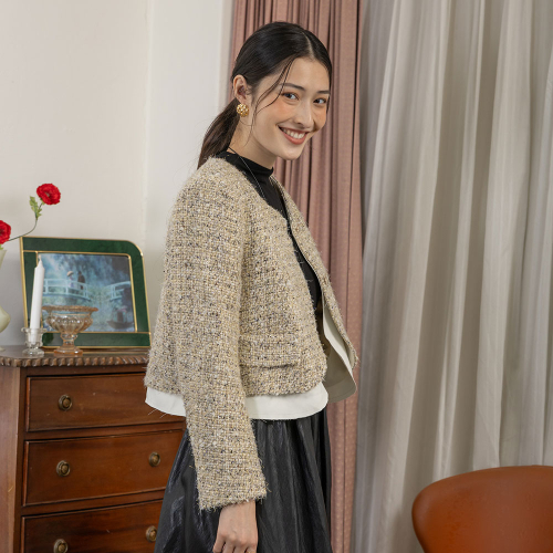 LS_Elegant crew neck jacket_IVORY