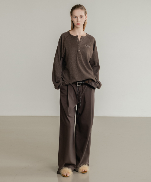 (W) Свободные брюки на резинке Brown