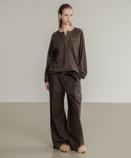(W) Свободные брюки на резинке Brown