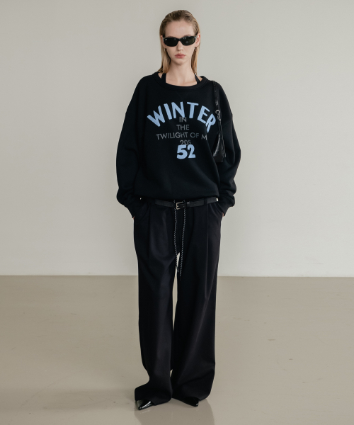 (W) Свободные брюки на резинке, Black