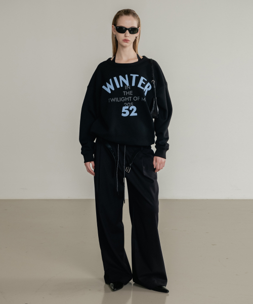 (W) Свободные брюки на резинке, Black