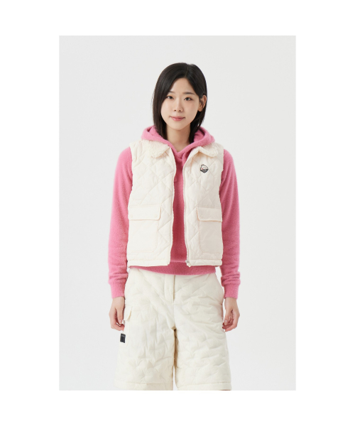 (W) Fleece Collar Quilted Vest G5VAW25831IVX