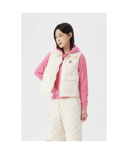 (W) Fleece Collar Quilted Vest G5VAW25831IVX