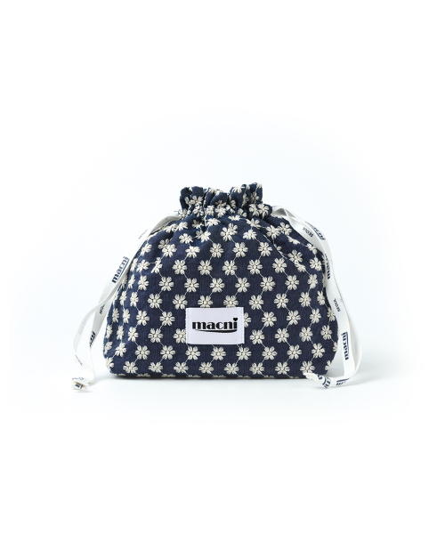 FLOWER GARDEN STRING POUCH BAG BLUE